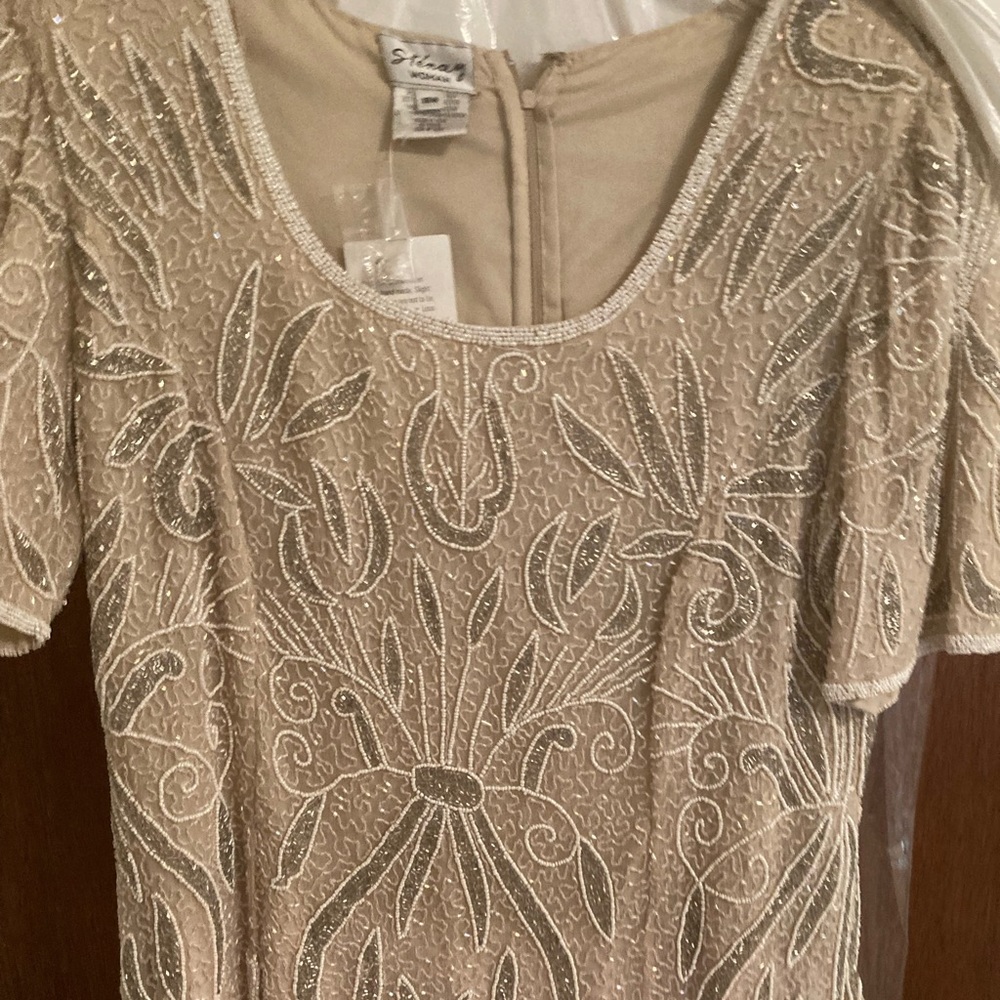 Lovely champagne handmade sequined top gown